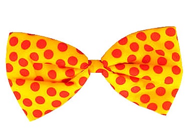 CLOWN BOW TIE--YELLOW W / RED POLKA DOTS