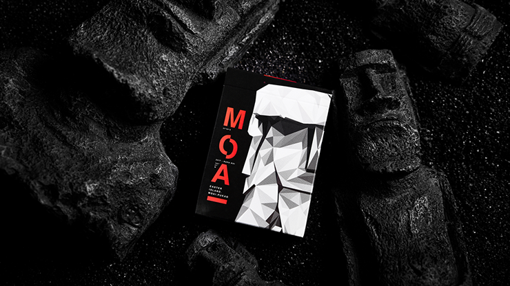 PLAYING CARDS--MOAI, RED