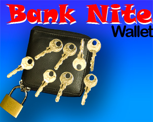BANK NIGHT WALLET, ZIPPER W / LOCK & KEYS