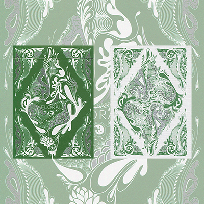 PLAYING CARDS--FLORAL POKER, GREEN